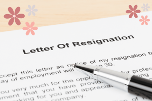 A letter with the words "Letter of resignation" at the top
