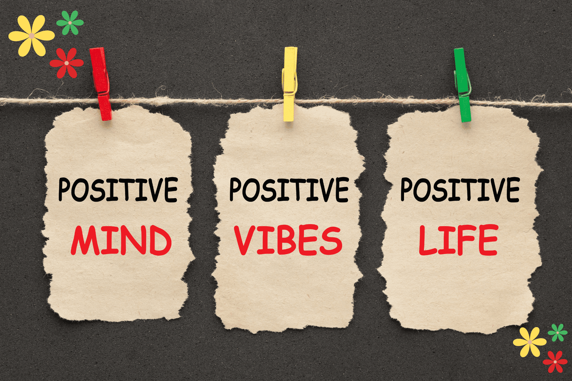 positivity Three tags that read positive mind, positive vibes, and positive life