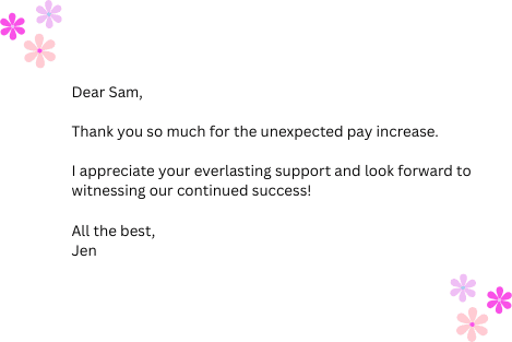 Sample pay raise thank you email