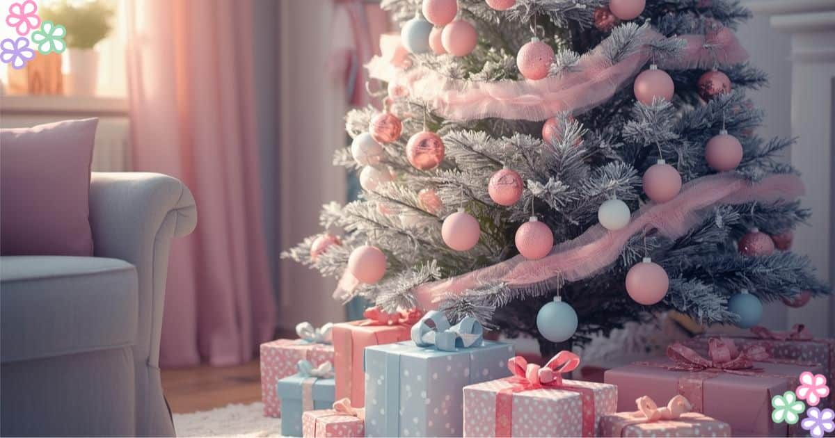 Pastel Christmas tree with presents