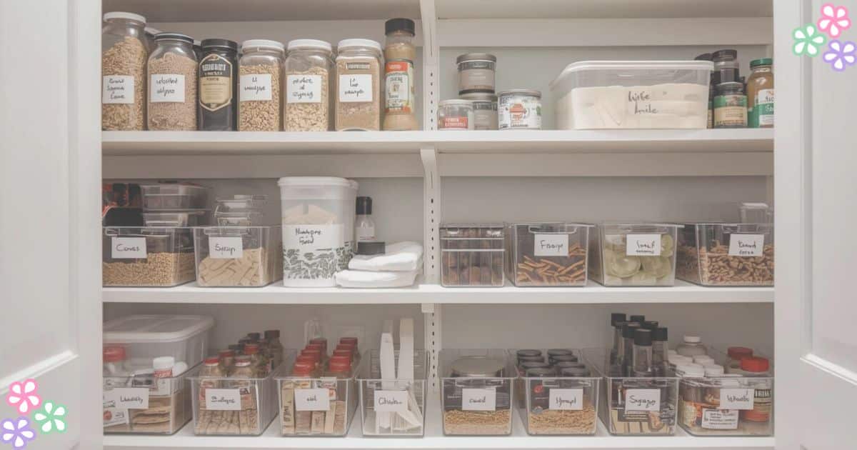 A pantry with clearly marked containers